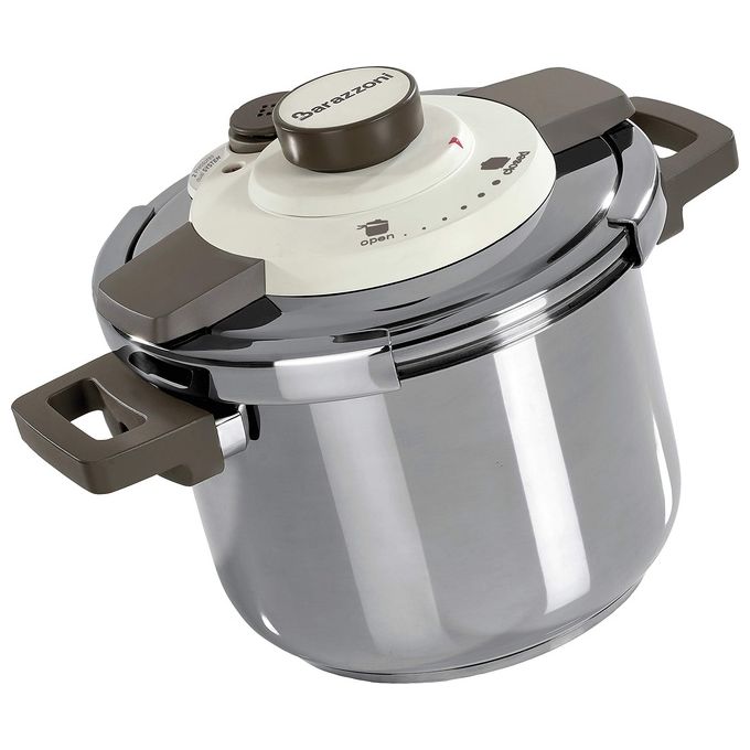 Barazzoni 5500450060 Facile Dual System 2.0 Pentola a Pressione Inox 18-10 6 L diametro 22 cm fondo Triplen Plus induzione