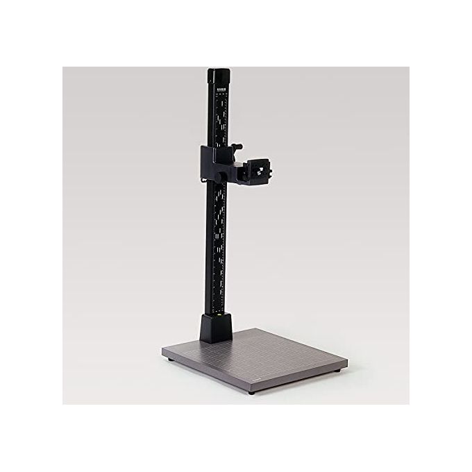 KAISER 205510 RS 1 Stativo Repro con Supporto Fotocamera RA 1 Colonna 1m Base 45x50cm Scala cm-pollici Regolazione a Manovella e Compensazione a Molla colore Grigio - Nero