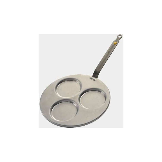 DE BUYER 561203 Mineral B Element Padella per Blinis 3 Scomparti Diametro 27 cm Acciaio al Carbonio colore Argentato