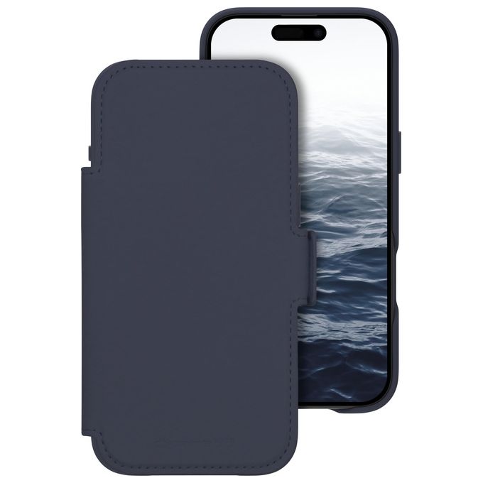 Dbramante1928 Lynge MS ICON, custodia a libro per iPhone 17 Air, compatibile MagSafe, portafoglio 3 tasche, chiusura magnetica, blu