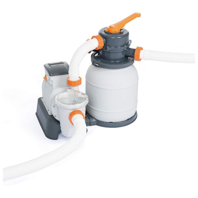 Bestway 58497 Flowclear Pompa di Filtraggio a Sabbia per Piscine Fuori Terra 5.678 L-h 230W Valvola 6 Posizioni Timer Automatico