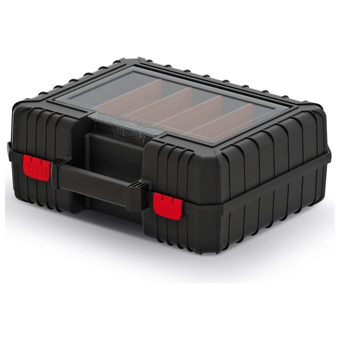 Kistenberg KHV40S-S411 Heavy Valigetta Porta Attrezzi 4 Scomparti Organizzatore Trasparente 10 Kg colore Nero