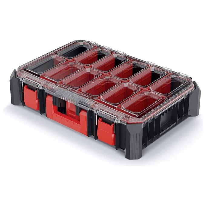 Kistenberg KXBB5540S X-Block Organizer per Piccoli Oggetti con Coperchio Trasparente e 11 Divisori colore Nero