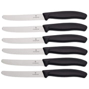 Victorinox 6.7833.6 Swiss Classic Coltello da Tavola Lama Ondulata Set da 6 Pezzi Lunghezza Lama 11 cm colore Nero
