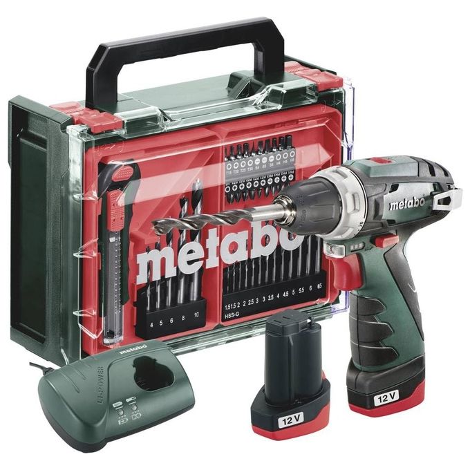 Metabo 600080500 PowerMaxx BS Basic Trapano Avvitatore a Batteria 10.8V 2Ah 34Nm 1400 Giri-min colore Fucsia Verde 0710METABO