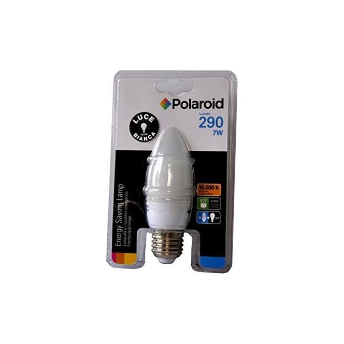 Polaroid 610-819099 Lampadina a Basso Consumo Candela E27 7W 290 lm equivalente 28W luce bianca neutra 4200K