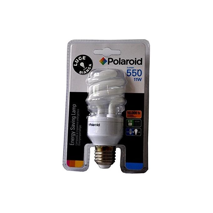 Polaroid Lampadina a Basso Consumo Spirale ESL E27 11W 550lm 4200K Luce Bianca Neutra 10000h colore Bianco