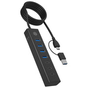 ICY BOX 61065 IB-HUB1737-C3 Hub USB 7 Porte 4x USB-A 3x USB-C 5 Gbps Alimentato 5V 4A colore Nero