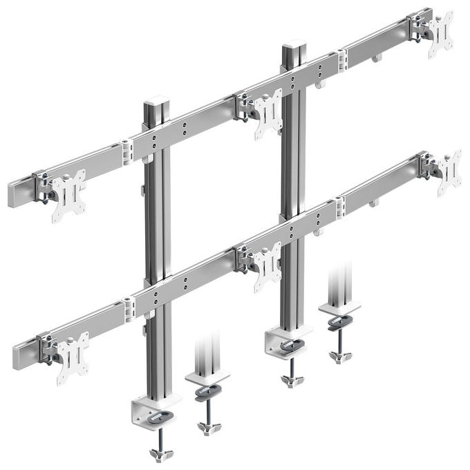 ICY BOX 4250078175575 Diamond Stand 666 Supporto per Monitor 6 Monitor fino a 8 Kg VESA 75x75 100x100 mm colore Argento