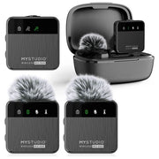 Easypix 62022 MyStudio Wireless Mic Duo Microfono Clip con Filtro Pop Compatibilita' USB-C e 3.5 mm Portata 150 m colore Nero