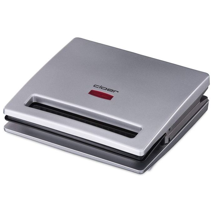 Cloer 6219 Tostiera per Sandwich 900 W Piastra Antiaderente Indicazione Ottica di Fine Cottura colore Acciaio Silver Grigio
