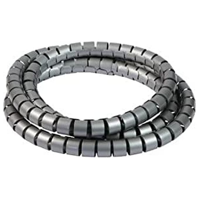 Fanton FME62996 Guaina Raccoglicavo Flessibile a Spirale 2 m con Utensile Inserimento Cavi Resistente UV colore Grigio
