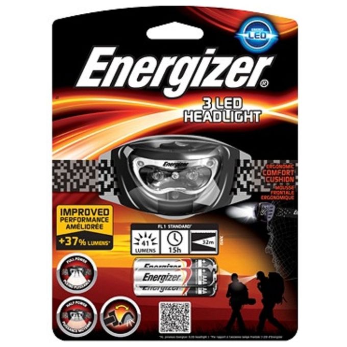 Energizer 3 LED HEADLIGHT Torcia Frontale 33 lumen 21 m autonomia 17 ore 3 batterie AAA