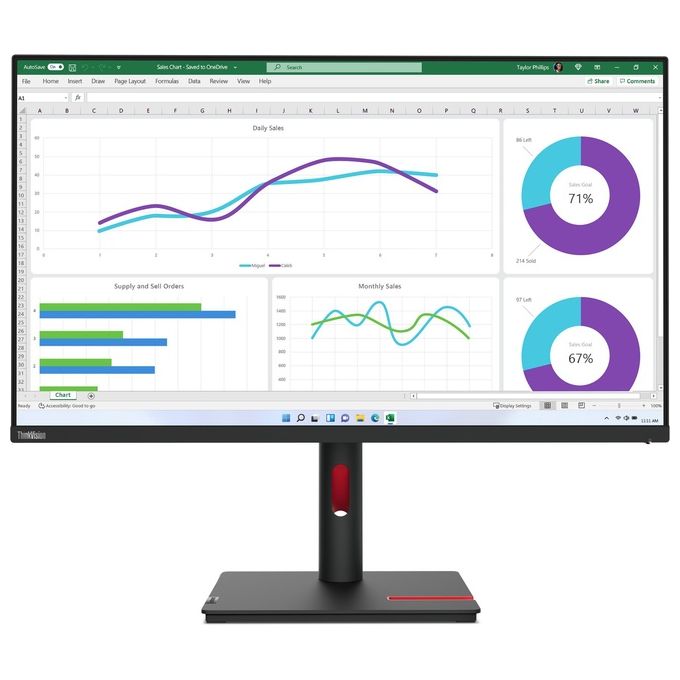 Lenovo 63D3GAT1EU ThinkVision T32h-30 Monitor LED IPS 31'' Quad HD 2560x1440 350 cd-m² USB-C Docking Station colore Nero