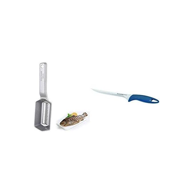 Westmark 65002260 Scalex Squamapesce con Vaschetta Raccoglisquame Acciaio Inox e Alluminio colore Argento