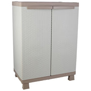 Terry C-RATTAN 680 Armadio da Esterno 2 Ante 1 Ripiano Regolabile Effetto Rattan 68x39x91,5 cm colore Grigio Tortora