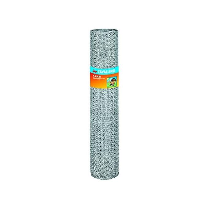 AG 46912 Rete Cavallino Farm Rete Metallica Maglia Esagonale 25 mm Tripla Torsione Zincata 50 Metri colore Acciaio