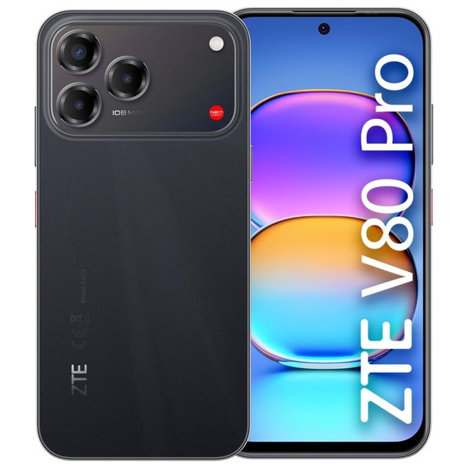 ZTE Blade V80 Pro smartphone, 8GB RAM, 256GB, display 6,75'' 120Hz, tripla fotocamera 108MP, batteria 5000mAh, Android 16, nero