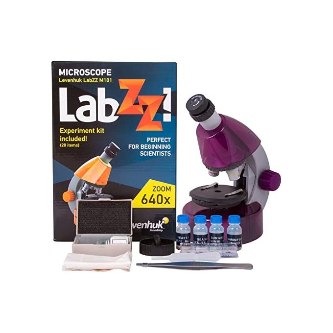 Levenhuk 69058 LabZZ M101 Microscopio Biologico 40x 640x con LED Kit Sperimentale Incluso colore Viola