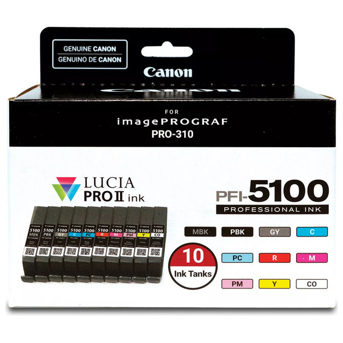 Canon 6951C009 PFI-5100 Multipack cartuccia d'inchiostro originale resa standard 10 pezzi colore Nero