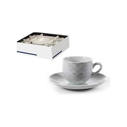 GICOS SRL ELI-720383 Servizio 6 Tazzine da Caffe' in Porcellana Decoro Damasco Grigio colore Grigio