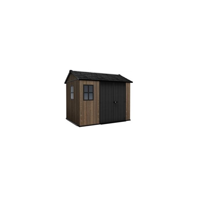 Keter 263097 Signature Apex Casetta da Giardino in Resina 5.25 m² 287x230x246 cm resistenza vento 145 Km-h neve 150 Kg-m² colore Noce
