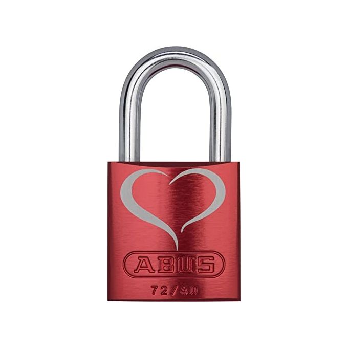 ABUS 712483 Love 72-40 Lock Look 2 SL 6 Lucchetto con Cilindro ABUS 6 Pin e Catenaccio in Acciaio Temprato con Protezione NANO PROTECT colore Rosso