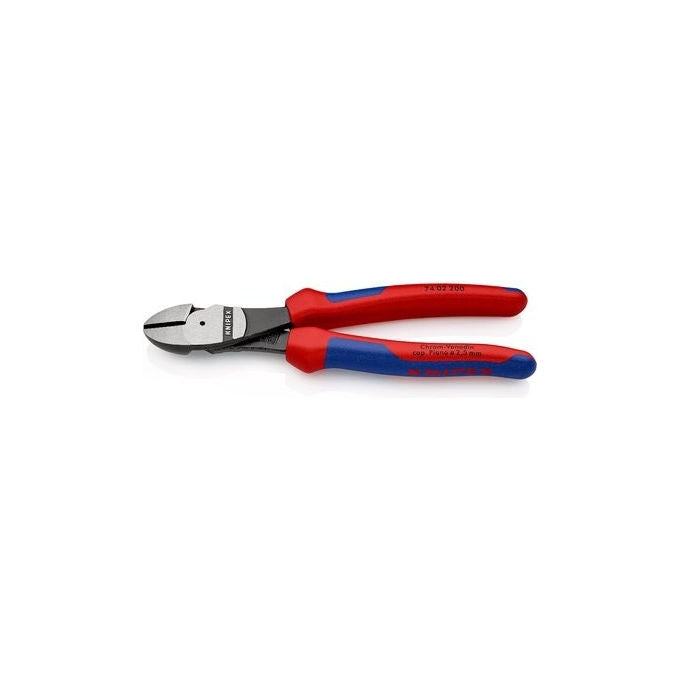 Knipex 74 02 200 SB Tronchese Laterale Acciaio al Cromo-Vanadio Durezza 64 HRC Impugnature Multicomponente Lunghezza 200 mm colore Nero