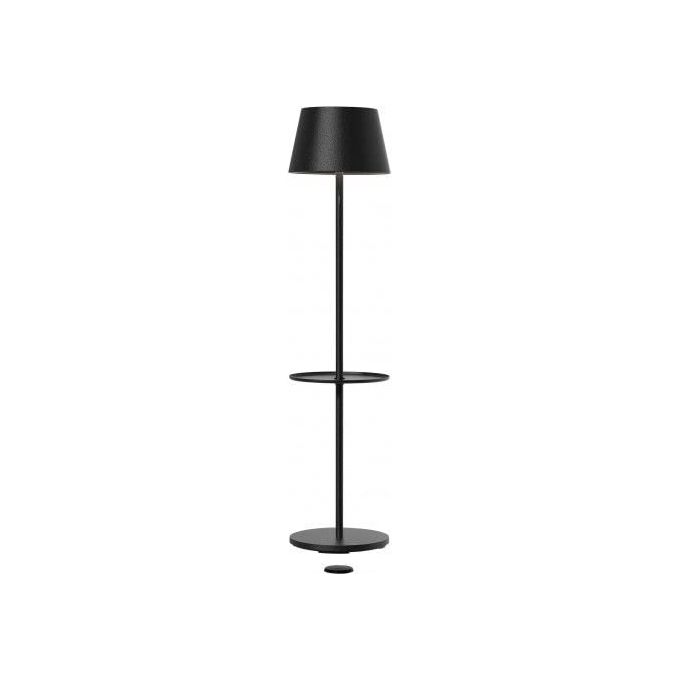 Sompex GARCON Lampada da Terra Ricaricabile LED 150 cm Alimentazione a Batteria con Tabletta Centrale e Regolazione Touch Luminosita' colore Nero