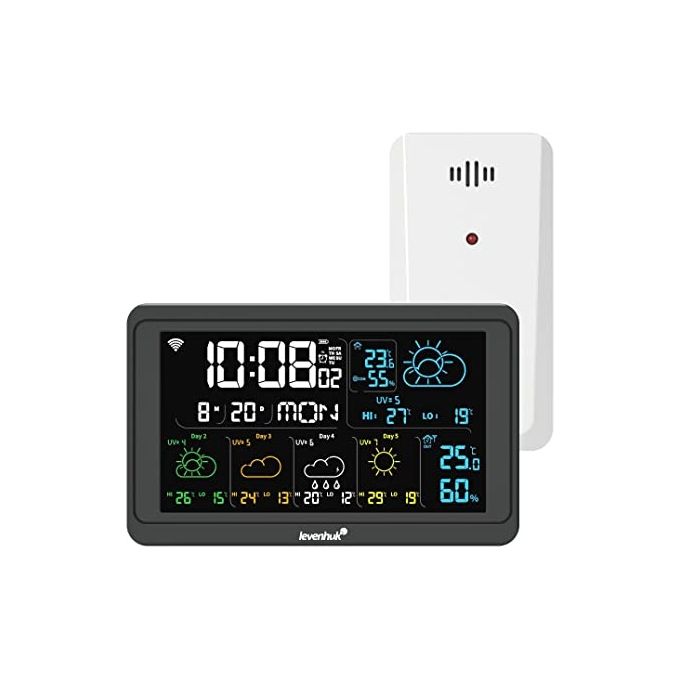 Levenhuk LP80 Wezzer PLUS Stazione Meteo Digitale Wireless con Display LCD 8'' a Colori Wi-Fi Integrato Sensore Remoto incluso colore Nero