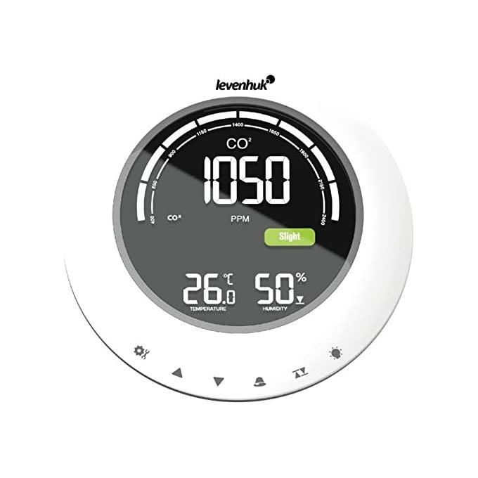 Levenhuk LP90 Wezzer PLUS Rilevatore di CO2 3 in 1 Termometro Igrometro 400-5000 ppm display LCD a colori