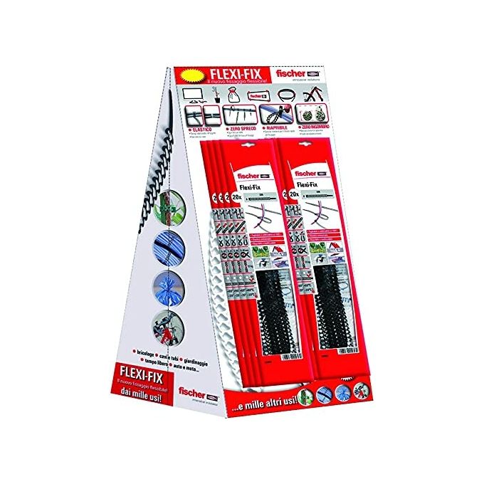 Fischer Flexi-Fix CF10+10 Fascette Multiuso Elastiche Riapribili 320x6 mm 20 pz per Busta Nero e Neutro