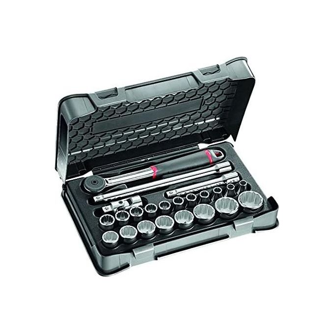USAG U06060301 606 1-2 A Set Chiavi a Bussola 23 Pezzi con Cricchetto Reversibile IP51 Prolunghe e Snodo Cardanico colore Nero