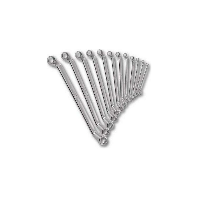 USAG U02831403 Serie 283 Chiavi Poligonali Doppie Curvate 12 Pezzi in Acciaio al Cromo Vanadio Finitura Cromo Satinato 6x7 fino a 30x32 mm colore Nero