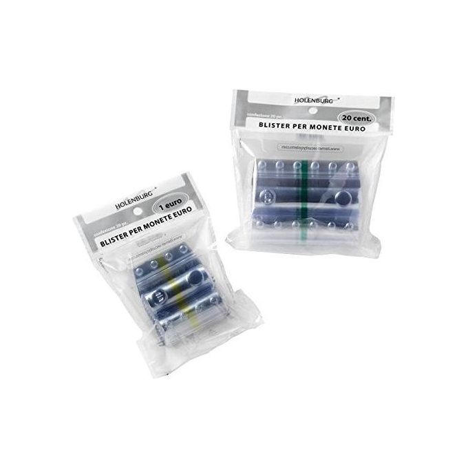 Holenburg 8002-20 Blister per Monete 5 Centesimi Confezione 20 Pezzi Capacita' 50 Monete PVC 200 Micron colore Trasparente
