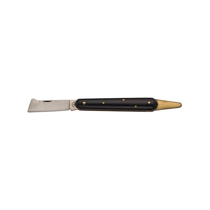 Due Buoi 202P SP OT Coltello da Innesto Lama in Acciaio al Carbonio e Spatola in Ottone colore Nero