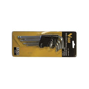 Vigor-Blinky 35960-09 Serie Chiavi a Brugola Esagonali Testa Sfera 9 Pezzi Cromo Vanadio 1.5 2 2.5 3 4 5 6 8 10 mm