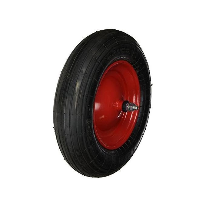 VIGOR-BLINKY Ruota per Carriola Pneumatica Perno Corto 17 cm su Boccole colore Rosso e Nero