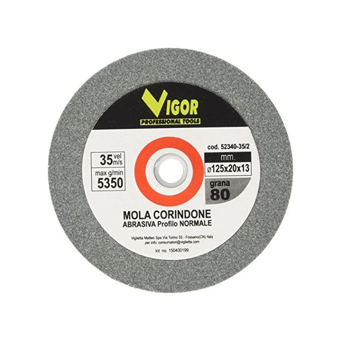 Vigor Blinky 8011779365742 Mola Abrasiva Corindone A96 Grana 80 125x20x13 mm per Metalli