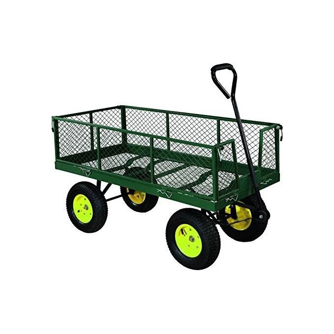 Vigor Demetra Carrello 4 Ruote in Acciaio 2 Sterzanti con Timone Sponde Pieghevoli Portata 700 Kg colore Verde