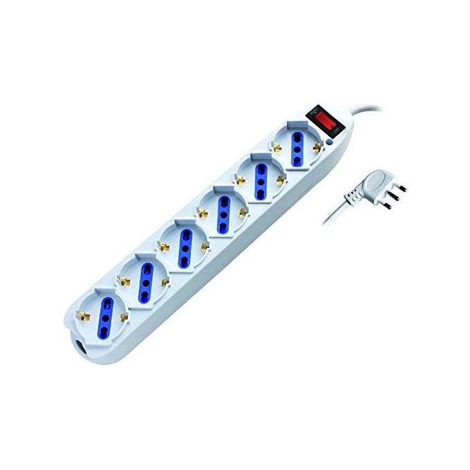 Vigor-Blinky Ciabatta Multipresa 6 Prese Bipasso Schuko con Interruttore 16A cavo 1.5 m colore Bianco