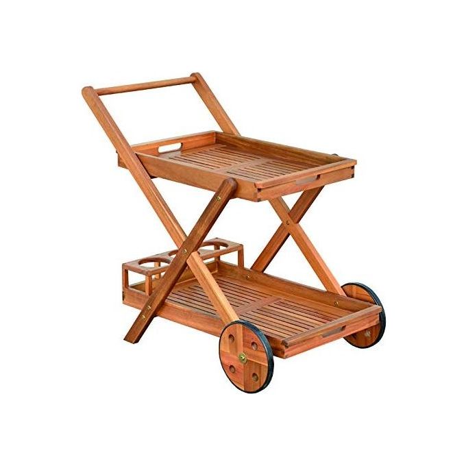 Vigor 9692750 Carrellino in Legno Modello Icaro con 2 Ruote e 2 Ripiani 81x50x77 cm colore Legno Naturale