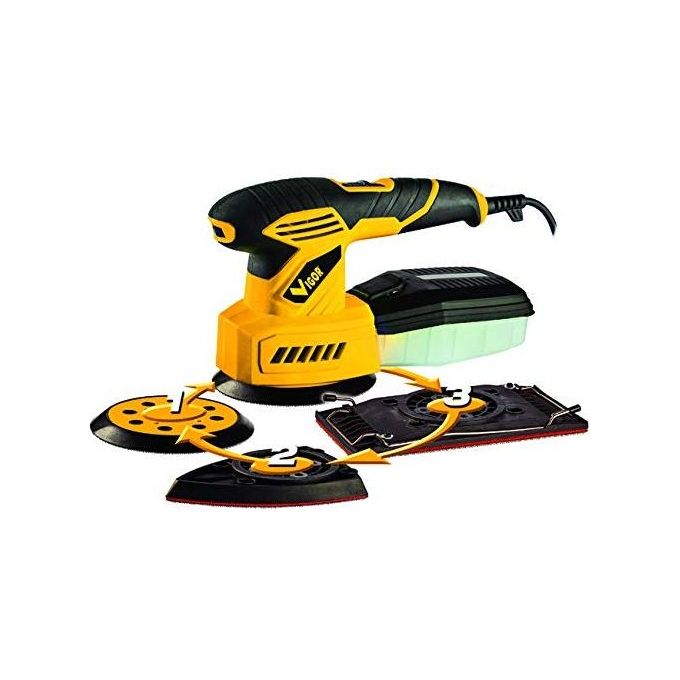 Vigor-Blinky VLM3X1 Levigatrice Multifunzione 3 in 1 220W Rotobitale 3 Piastre Intercambiabili Aspirazione Integrata in Valigetta