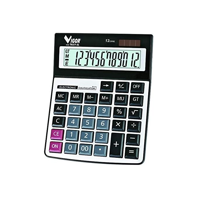 Vigor-Blinky 9973020 Tally Big Calcolatrice Solare Elettronica 12 Cifre Doppia Alimentazione Display Grande