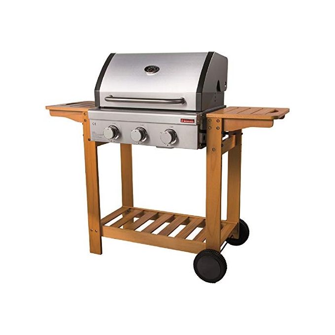 Sandrigarden CANADA Barbecue a gas 3 bruciatori inox + fornello laterale 12.8 kW colore Nero