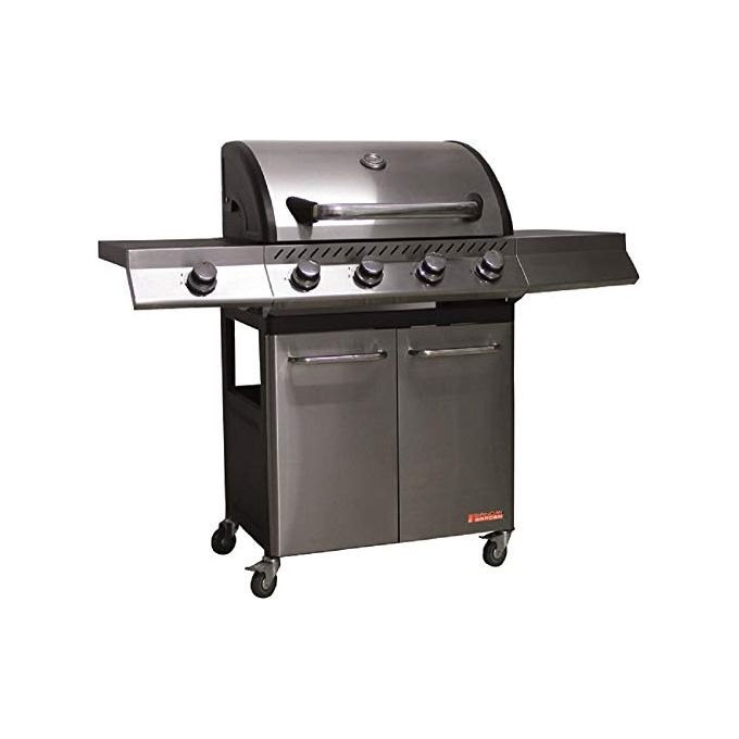 Sandrigarden BRASILE Barbecue a gas 4 fuochi + 1 fornello 16 kW Griglie in ghisa Acciaio Inox (130x54x110 cm) colore Acciaio Inox