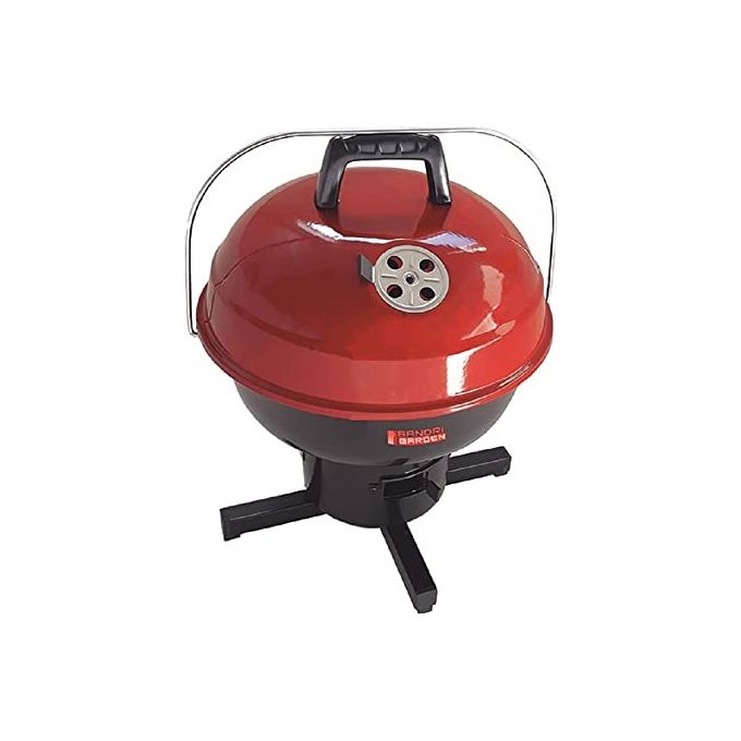 Sandrigarden 7881510 SG 36K Barbecue a Carbone Portatile con Griglia Smaltata Diametro 36 cm Accensione Rapida con Ciminiera Valvola Aerazione Regolabile colore Rosso