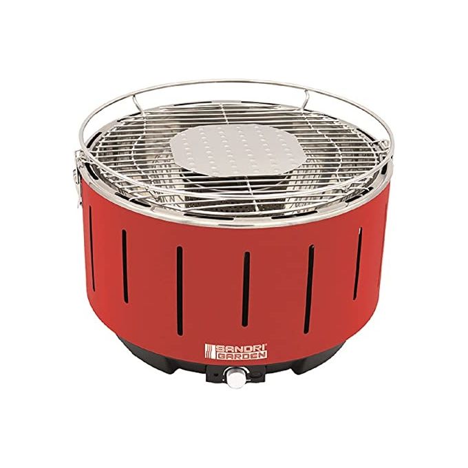 Sandrigarden SG31I Barbecue a Carbone Portatile Griglia Inox 31 cm Senza Fumo Ventola USB Borsa Inclusa
