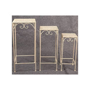 Vigor 9618355 Mika Portafiori in Ferro Battuto Set da 3 Pezzi 30x70h 25x60h 20x50h cm colore Bianco