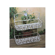 Vigor 96183-65 Mika Portafiori in Ferro Battuto 2 Piani da Parete o Appoggio 42x15x52 cm colore Bianco Anticato